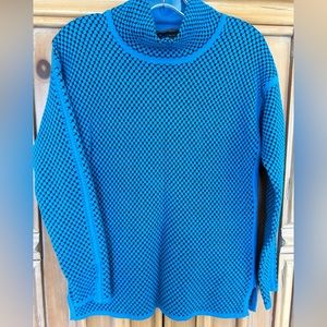 Elena Wang cowl neck, long sleeve top, royal blue/black, XS